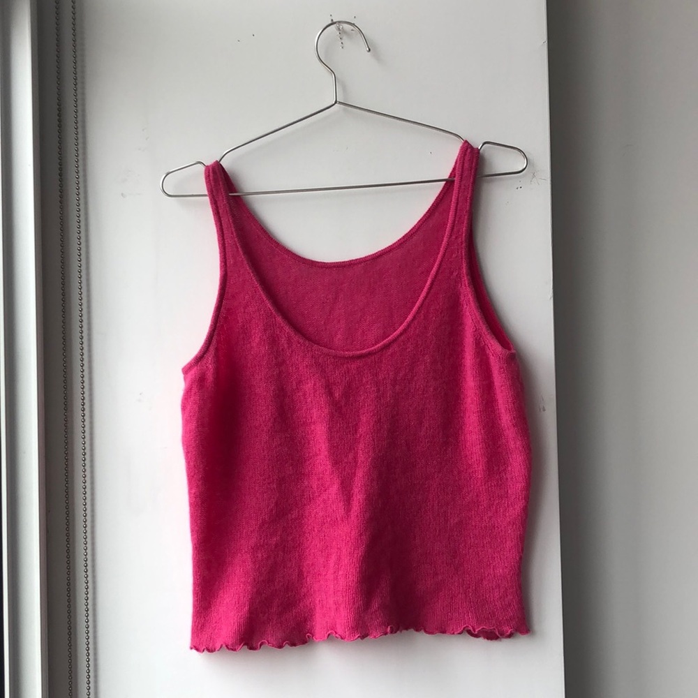 Fuzzy Pink Lettuce Hem Tank!